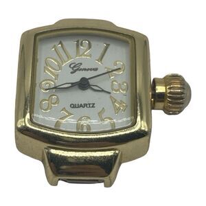 Ladies Geneva Gold Tone Oversized Crown White Dial Quartz Watch New Battery